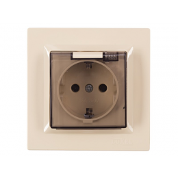 Розетка с заземлением и крышкой Luxel JAZZ (9311) кремовая