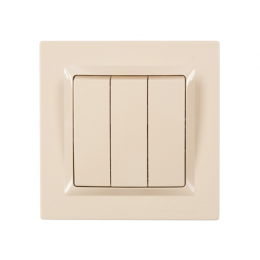 Выключатель тройной Luxel JAZZ (9313) кремовый