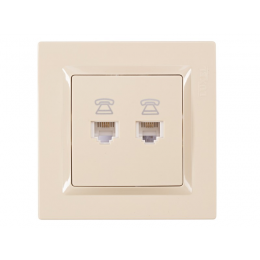 Розетка телефонная двойная Luxel JAZZ (9314) кремовая