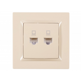 Компьютерная розетка двойная Luxel JAZZ (9328) кремовая