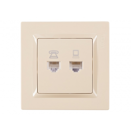 Компьютерная розетка+телефонная Luxel JAZZ (9329) кремовая