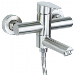 Смеситель HT Ø35 для ванны гусак прямой 100мм дивертор встроенный картриджный SS AQUATICA (HT-2C171P)