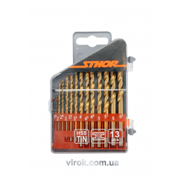 Набір свердл по металу STHOR HSS-TiN 1.5-6.5 мм 13 шт