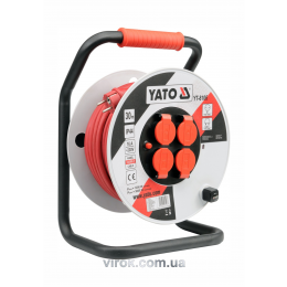Подовжувач електричний на котушці YATO 40 м 2.5 мм² 4 гнізда 3-жильний