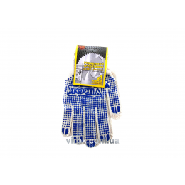 Рукавиці трикотажні білі з ПВХ крапкою (3 нитки; 70%- бавовна, 30%- поліестер) розмір 10