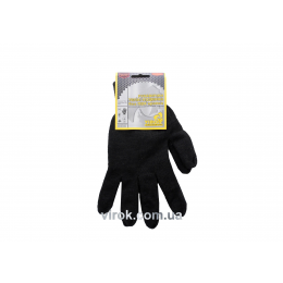 Рукавиці трикотажні подвійні чорні без ПВХ крапки (7/10 клас, 70% - бавовна, 30% - поліестр) розмір 10