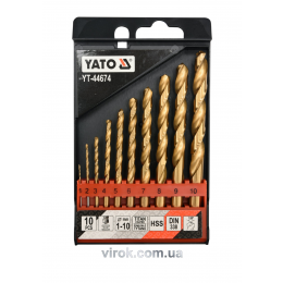 Набір свердл по металу YATO HSS-TiN 1-10 мм 10 шт