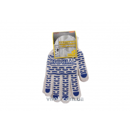 Рукавиці трикотажні білі з ПВХ хвилькою (10 клас, 95%- бавовна ,5%-поліестер) розмір 10