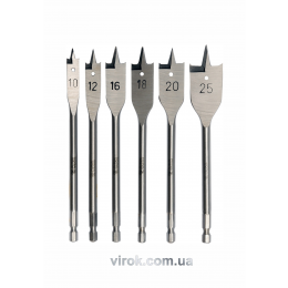 Набір перових свердл по дереву з шестигранним хвостовиком 1/4