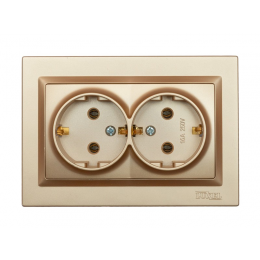 Розетка двойная с заземлением Luxel JAZZ (9608) Бронзовая