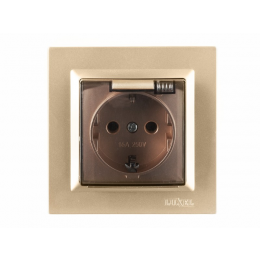 Розетка с заземлением и крышкой Luxel JAZZ (9611) Бронзовая