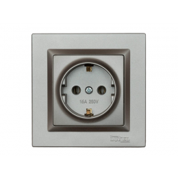 Розетка с заземлением Luxel JAZZ (9704) Графитовая