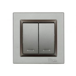 Выключатель двойной с подсветкой Luxel JAZZ (9706) Графитовый