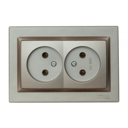 Розетка двойная Luxel JAZZ (9707) Графитовая