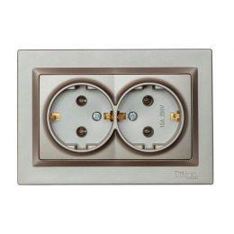 Розетка двойная с заземлением Luxel JAZZ (9708) Графитовая