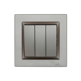 Выключатель тройной Luxel JAZZ (9713) Графитовый