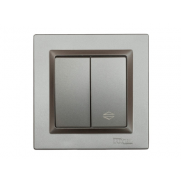 Выключатель проходной  двойной Luxel JAZZ (9719) Графитовый