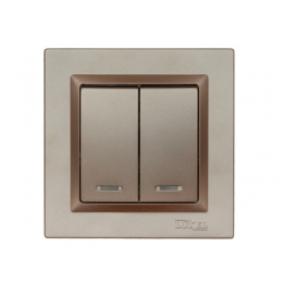 Выключатель двойной с подсветкой Luxel JAZZ (9206) Терракотовый