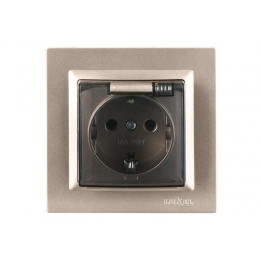 Розетка с заземлением и крышкой Luxel JAZZ (9211) Терракотовая