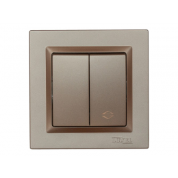 Выключатель проходной  двойной Luxel JAZZ (9219) Терракотовый