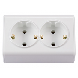 Двойная розетка с заземлением MINIATURE Керамика (2058) белый