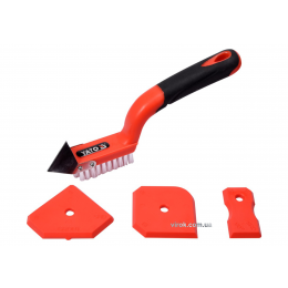 Шпателі для силікону і щітка з металевим скребком для фуг YATO 4 шт