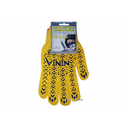 Рукавиці трикотажні жовті NINJA з ПВХ крапкою ( 70% - бавовна, 30% - поліестр) розмір 10