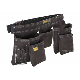 Пояс шкіряний з кишенями для інструментів STANLEY 4 великі 6 малих 2 тримачі для молотка і 1 для рулетки
