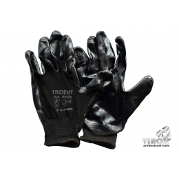 Рукавиці TRIDENT трикотажні поліестерові червоні 13 клас покриті нітрилом розмір 10