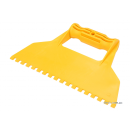 Шпатель для сумішей і клея пластиковий VOREL 225 мм зуб 6 х 6 мм