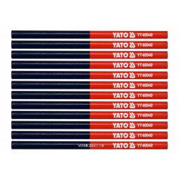 Олівці столярні двоколірні YATO 175 мм стержень 4 x 2 мм 12 шт