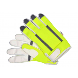 Рукавиці робочі біло-жовті з світловідбиваючою нейлоновою тканиною YATO екошкіра розмір 10