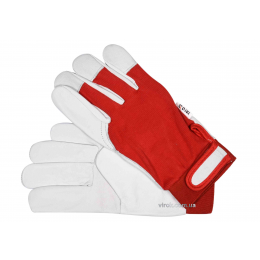 Рукавиці робочі біло-червоні YATO бавовна + шкіра розмір 10