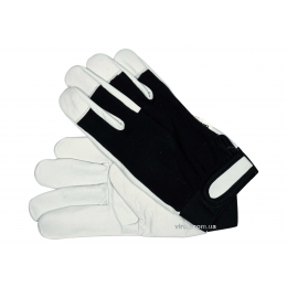 Рукавиці робочі біло-чорні YATO бавовна + шкіра розмір 10