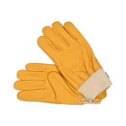 Рукавиці робочі жовті з текстильним стягувачем YATO шкіра розмір 10