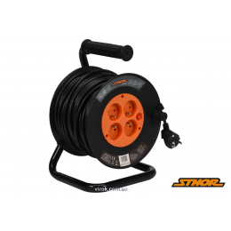Подовжувач електричний на котушці STHOR 50 м 1.5 мм² 4 гнізда 3-жильний