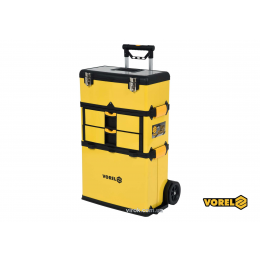 Ящик для інструментів на 2 колесах пластиковий VOREL 3 секції 57 х 37 х 84.5 см з телескопічною ручкою 58-98 см