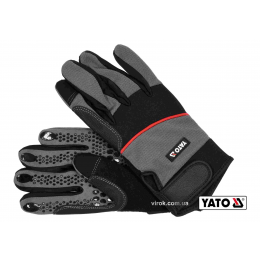 Рукавиці робочі з застібкою-липучкою YATO штучна шкіра + синтетична тканина розмір 10