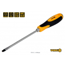 Викрутка плоска ударна з шестигранним стержнем VOREL SL6 х 150 мм HRC 38-46 Cr-V