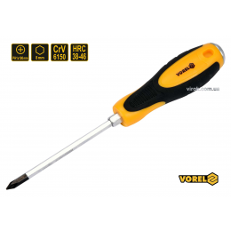 Викрутка хрестова ударна з шестигранним стержнем VOREL PH1 х 100 мм HRC 38-46 Cr-V