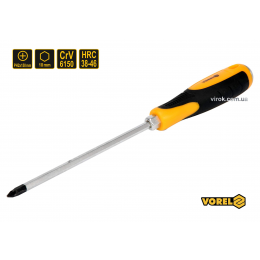 Викрутка хрестова ударна з шестигранним стержнем VOREL PH2 х 150 мм HRC 38-46 Cr-V