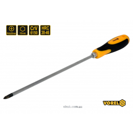 Викрутка хрестова ударна з шестигранним стержнем VOREL PH2 х 250 мм HRC 38-46 Cr-V