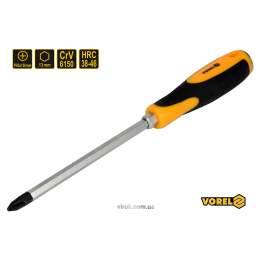 Викрутка хрестова ударна з шестигранним стержнем VOREL PH3 х 150 мм HRC 38-46 Cr-V