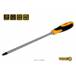 Викрутка хрестова ударна з шестигранним стержнем VOREL PH3 х 250 мм HRC 38-46 Cr-V