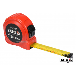 Рулетка YATO 7.5 м x 25 мм зі сталевою стрічкою і нейлоновим покриттям і подвійним блокуванням