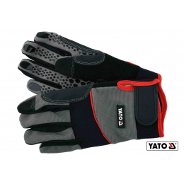 Рукавиці робочі з застібкою-липучкою YATO штучна шкіра + синтетична тканина розмір 9