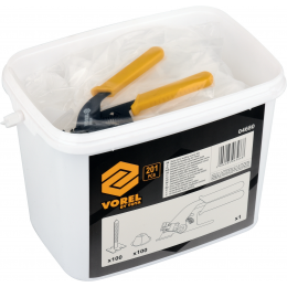 Набір для викладання плитки VOREL, 100 чашок, 100 стяжок, стяжні щипці, 201 елемент