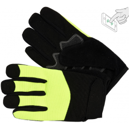 Рукавиці робочі чорно-жовті зміцнені YATO для сенсорних екранів, штучна шкіра бавовняний трикотаж, розмір 8