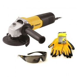 Шліфмашина кутова мережева STANLEY : P= 1150 Вт. Регулятор швидкості, диск Ø=125 мм, + окуляри і рук