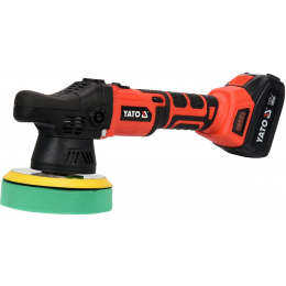 Полірувальна машина ексц. акумул YATO: Li-Ion 18 В, 3 Агод, 1500-5000 об/х, диск Ø= 150мм, кріпл- М8